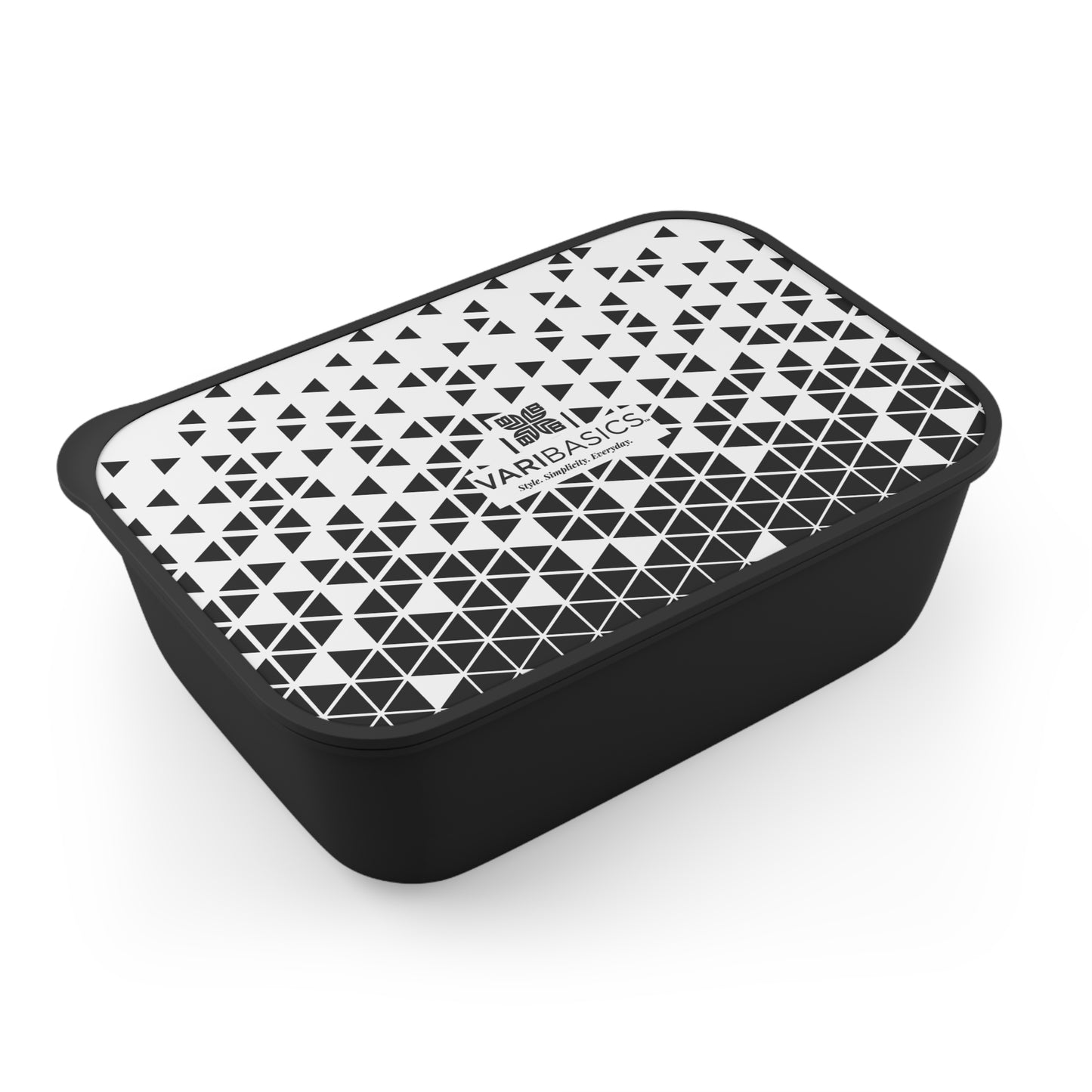Bento Box — Black & White Geometric Rectangle Design with Utensils