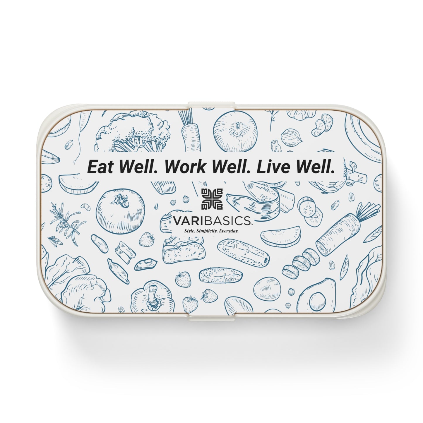 Eat Well Work Well Live Well Bento Lunch Box | Healthy Food Fruits & Veggies Design
