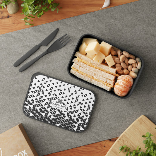 Bento Box — Black & White Geometric Rectangle Design with Utensils