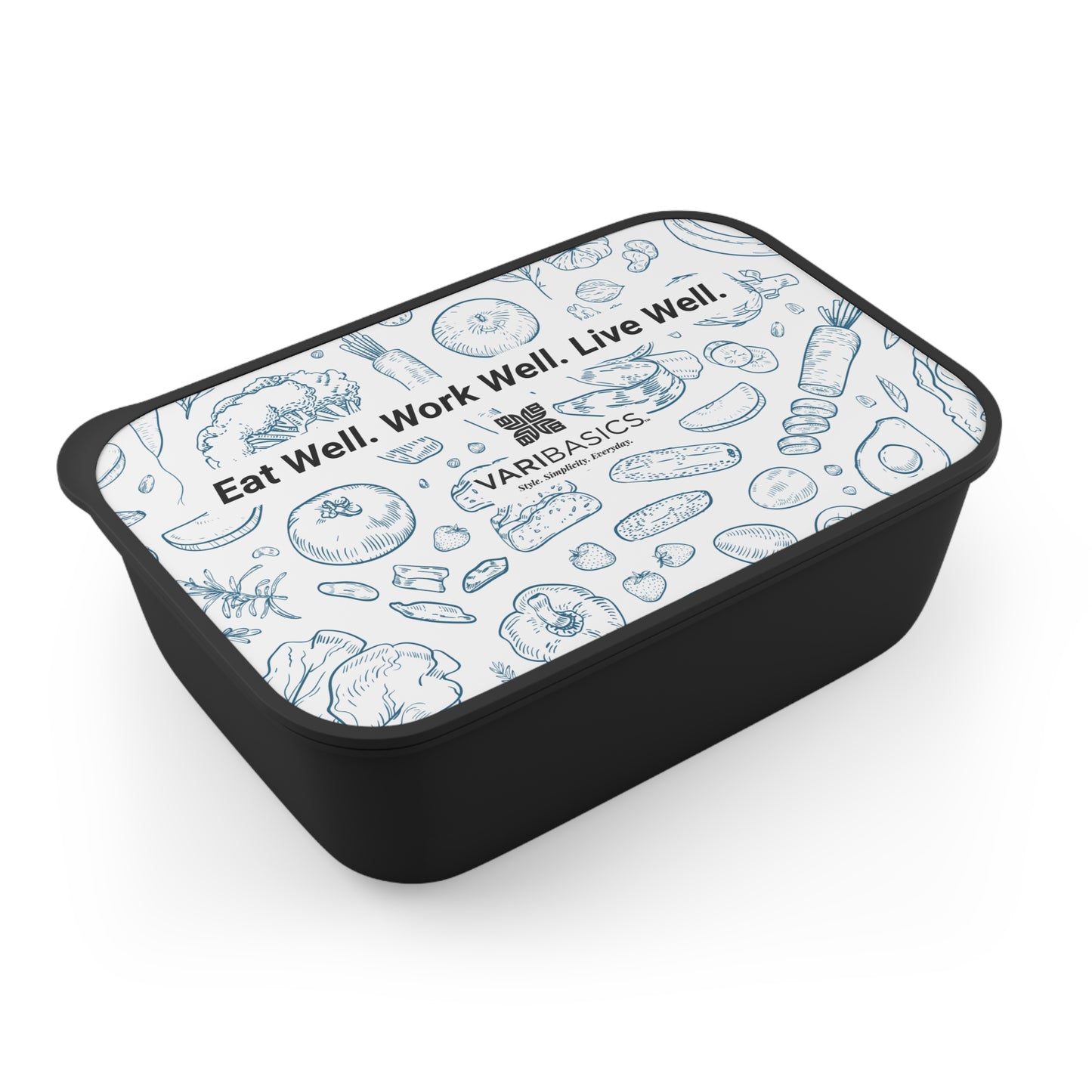 Eat Well Work Well Live Well Bento Box | PLA Lunch Container with Utensils for Enjoying Lunch On The Go