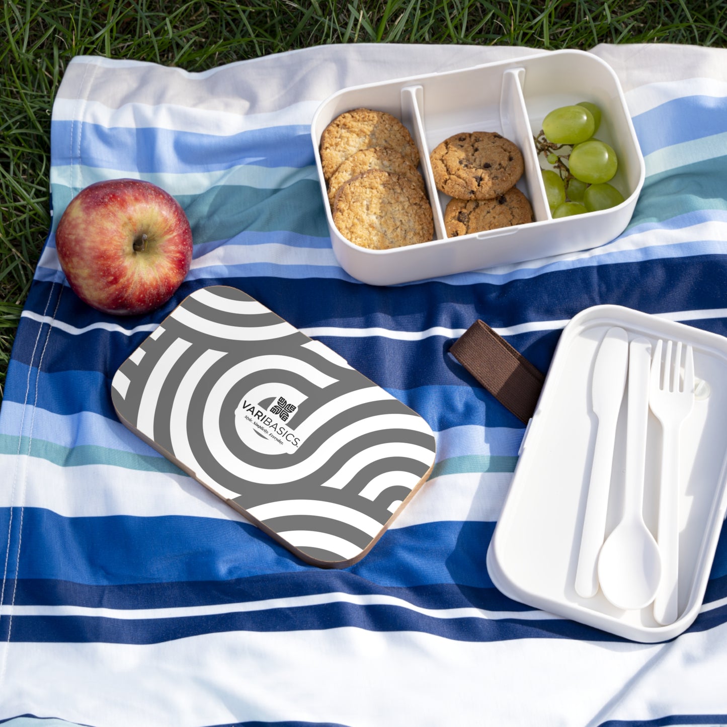 Monochrome Geometric Swirl Bento Lunch Box | Portable Meal Container