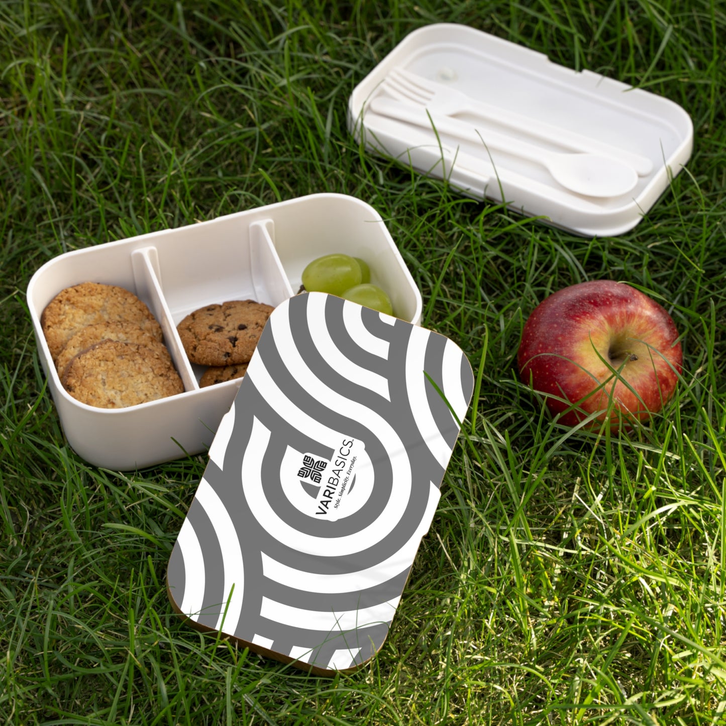 Monochrome Geometric Swirl Bento Lunch Box | Portable Meal Container