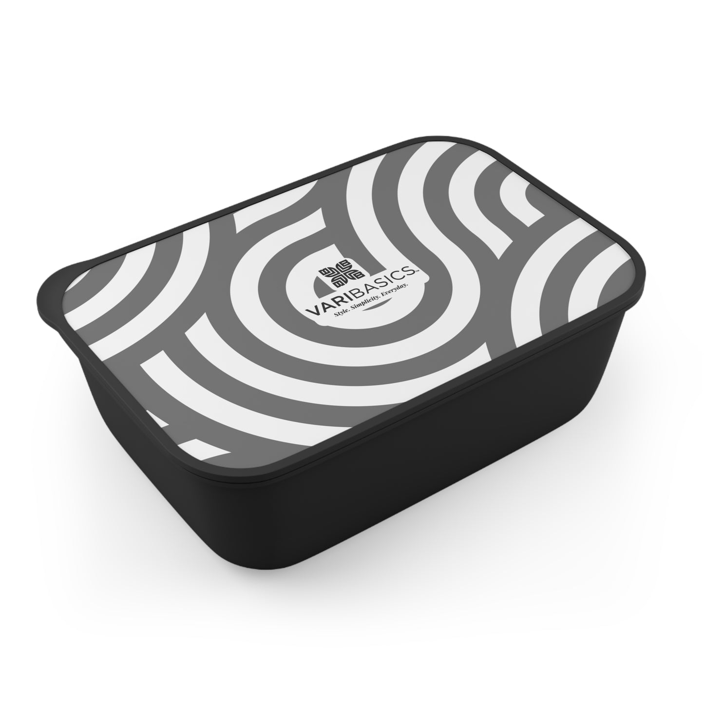 Monochrome Swirl Geometric PLA Bento Box with Utensils