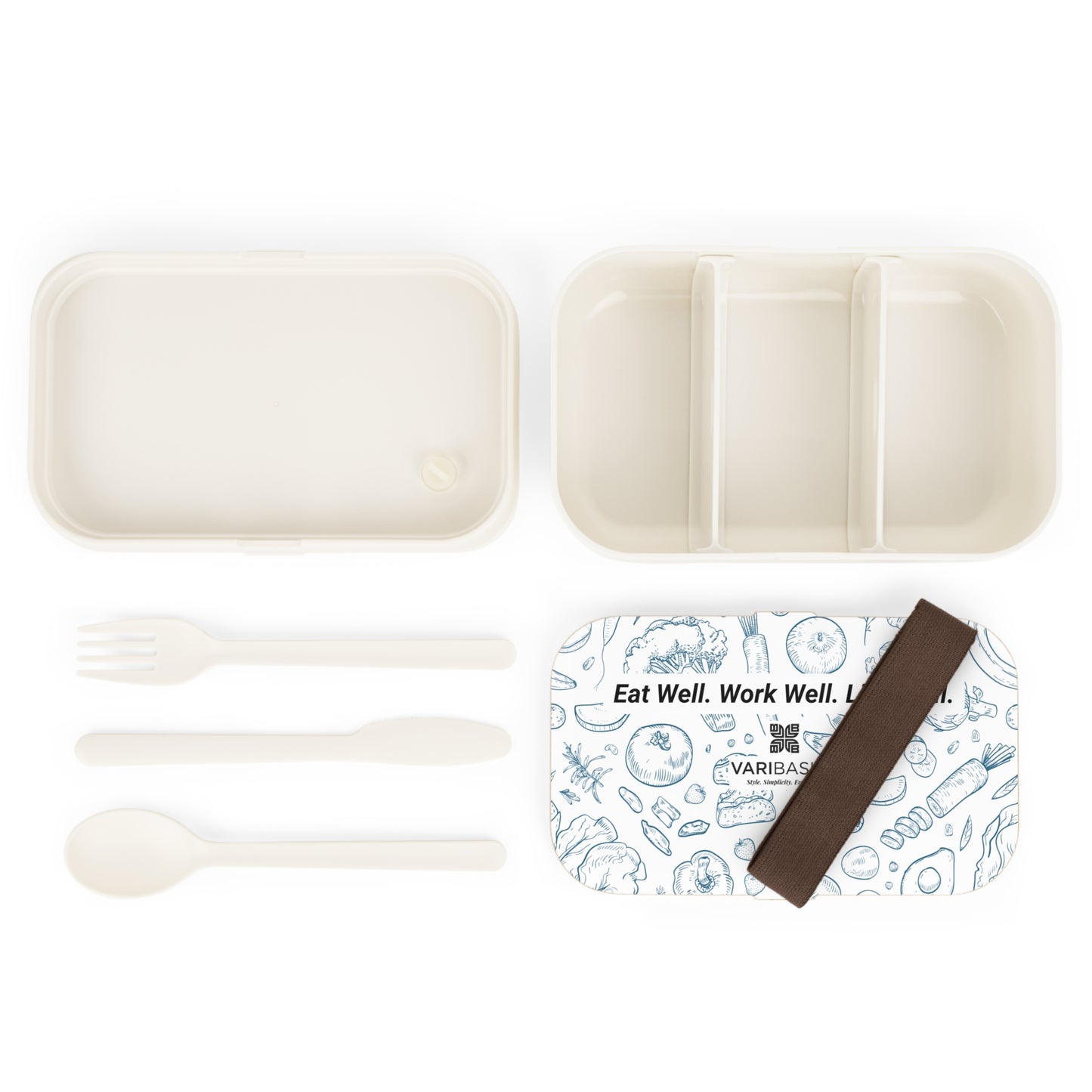 Eat Well Work Well Live Well Bento Lunch Box | Healthy Food Fruits & Veggies Design