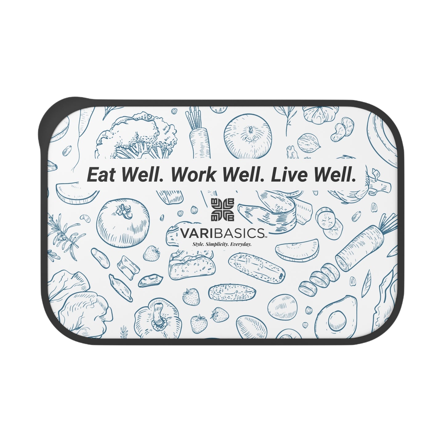 Eat Well Work Well Live Well Bento Box | PLA Lunch Container with Utensils for Enjoying Lunch On The Go