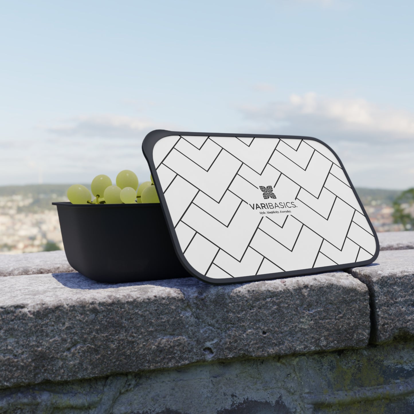Eco Friendly PLA Bento Box — Black & White Fun Lunch Box with Utensils