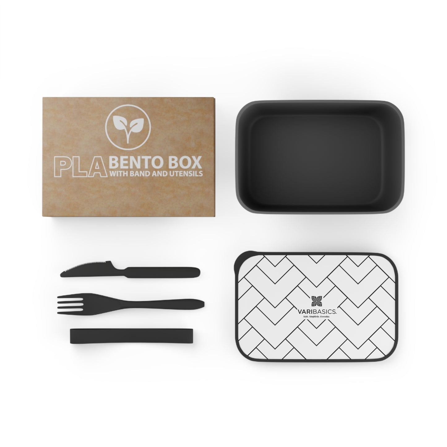 Eco Friendly PLA Bento Box — Black & White Fun Lunch Box with Utensils
