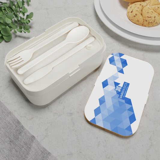 Bento Lunch Box — Bright Blue Geometric Design