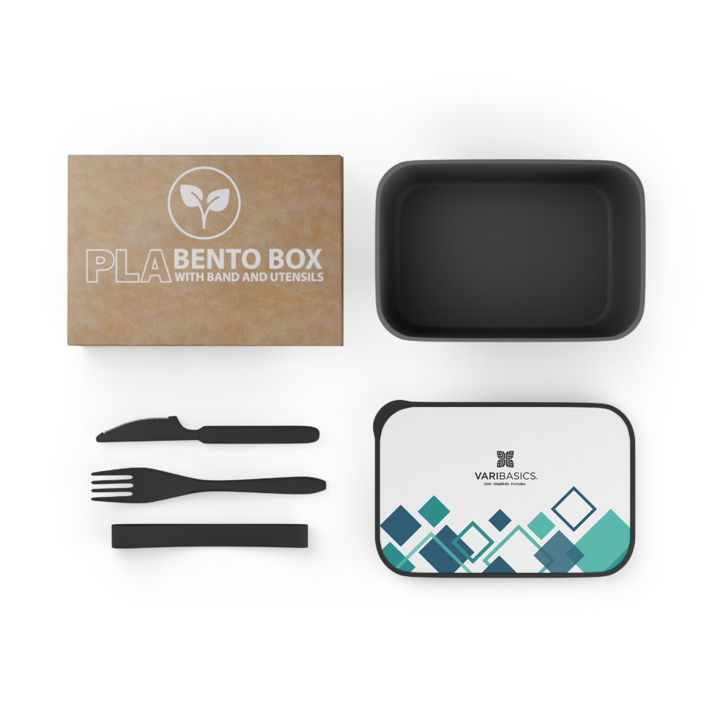 Teal Geometric PLA Bento Box with Utensils | Eco-Friendly Lunch Box