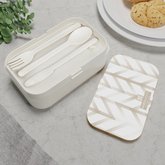 Bento Lunch Box — Bright Gold Geometric Picnic & Work Lunch Container