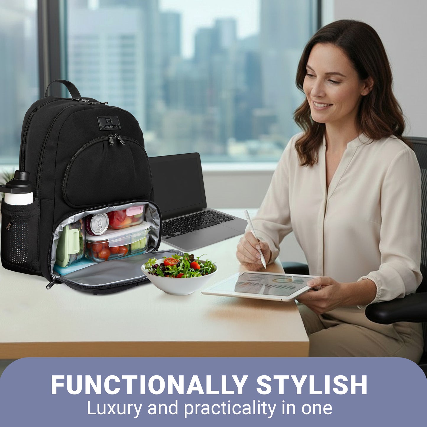 Alira - Women's Laptop Backpack with Cooler Compartment and Belt Bag, Premium Neoprene Bag