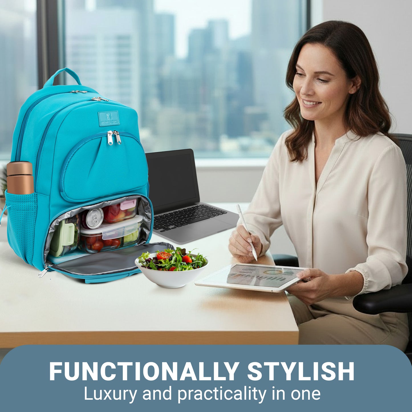 Alira - Women's Laptop Backpack with Cooler Compartment and Belt Bag, Premium Neoprene Bag